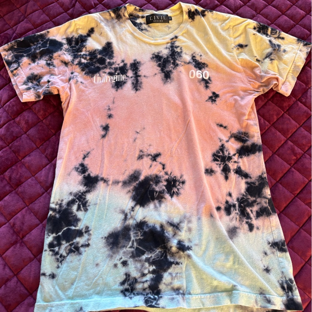 Civil Regime Tie-Dye Short Sleeve Tee - Black and Orange